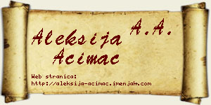 Aleksija Aćimac vizit kartica